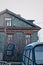 Russian wooden house with carved platbands