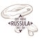 Russula mushroom, Agaricus fungi monochrome sketch label vector