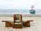 Rust anchor on the beach