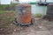 Rust-colored bollard for mooring ships in the port of Rotterdam the Netherlands