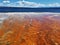 Rust colored Mineral Flow into Yellowstone Lake