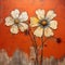 Rust Flowers On Rust Background: Mannerism Murals And Eye-catching Tags