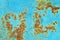 Rust and grunge aqua blue metal surface texture