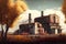 rust and metal factory building in autumn landscape industrial modern 4.0