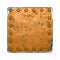 Rust metal with rivets in the shape of a square in the center on white background. 3d