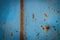 Rusted blue painted metal wall. Rusty metal background