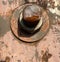 Rusted bolt on outdoor lamp. Grunge texture, industrial