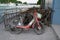 A rusted, broken and dirty bicycles removed from Seine River in Paris