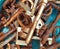 Rusted keys, close-up picture