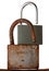 Rusted old hanging lock and Ð° new one