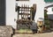 Rusted old machine by De San Clemente Maquinaria on display outside at Molino El Vinculo near Zhahara de la Sierra.