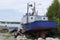 Rusted Steel Boat in Dry Dock