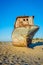 Rusted vessel in the ship cemetery, Uzbekistan