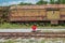 Rusted vintage boxcar abandoned