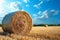 Rustic allure Hay bale in a field beneath the clear sky