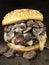 Rustic american mushroom cheese hamburger
