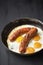 Rustic american sausage and eggs breakfast