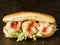 Rustic american shrimp po boy sandwich