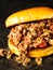 Rustic american sloppy joe burger