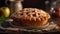 Rustic apple pie baked for indulgent dessert generated by AI