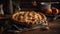 A rustic apple pie with a golden lattice crust and bubbling fruit filling created with Generative AI