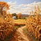 Rustic Autumn Scene in a Maze of Cornstalks