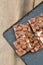 Rustic background with rocky road dessert squares