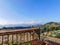 Rustic bamboo stools and counter with a gorgeous view