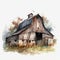 Rustic Barn Watercolor Clipart on Clean White Background for Invitations and Posters.