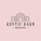 rustic barn wedding line art logo vector symbol illustration design