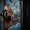 Rustic Beauty of a Blue Rusted Door