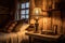 rustic bedside lamp in a cozy cabin setting