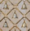 Rustic Bells. Iron Decorative Hanging Bells with tarnished brass finish. Home design
