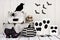 Rustic black and white Halloween decor