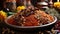 A rustic bowl full of aromatic spices, nice spices background