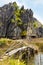 Rustic bridge over stream