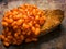 Rustic british food baked beans on toast