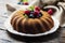 Rustic bundt cake with berries and mint