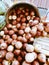 A rustic bushel of apples on display in Ohio - FRUIT