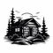 Rustic Cabin Illustration: High-contrast Realism With Cottagepunk And Stenciled Iconography