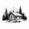 Rustic Cabin In The Mountains: Bold Graphic Illustration