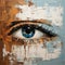 Rustic Canvas Realism: Blue Eye Painting With Palette Knife Strokes