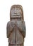 Rustic carved wooden man isolated.