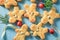 Rustic chain made of butter cookies as special Christmas ornaments