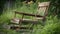 Rustic chair in meadow surrounded by nature generated by AI