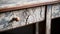 Rustic Charm: Close-up Of Rayon Console Table With Cracked Paint