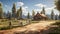 Rustic Charm: Delicately Rendered Cabin On A Scenic Dirt Road