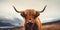 Rustic Charm: Portrait of a Majestic Highland Cow. Generative ai