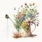 Rustic Charm: Spring Florals in a Vintage Watering Can AI Generated