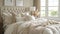 Rustic Chic: Modern Country Bedroom Interior with White and Cream Pillows on Bed
